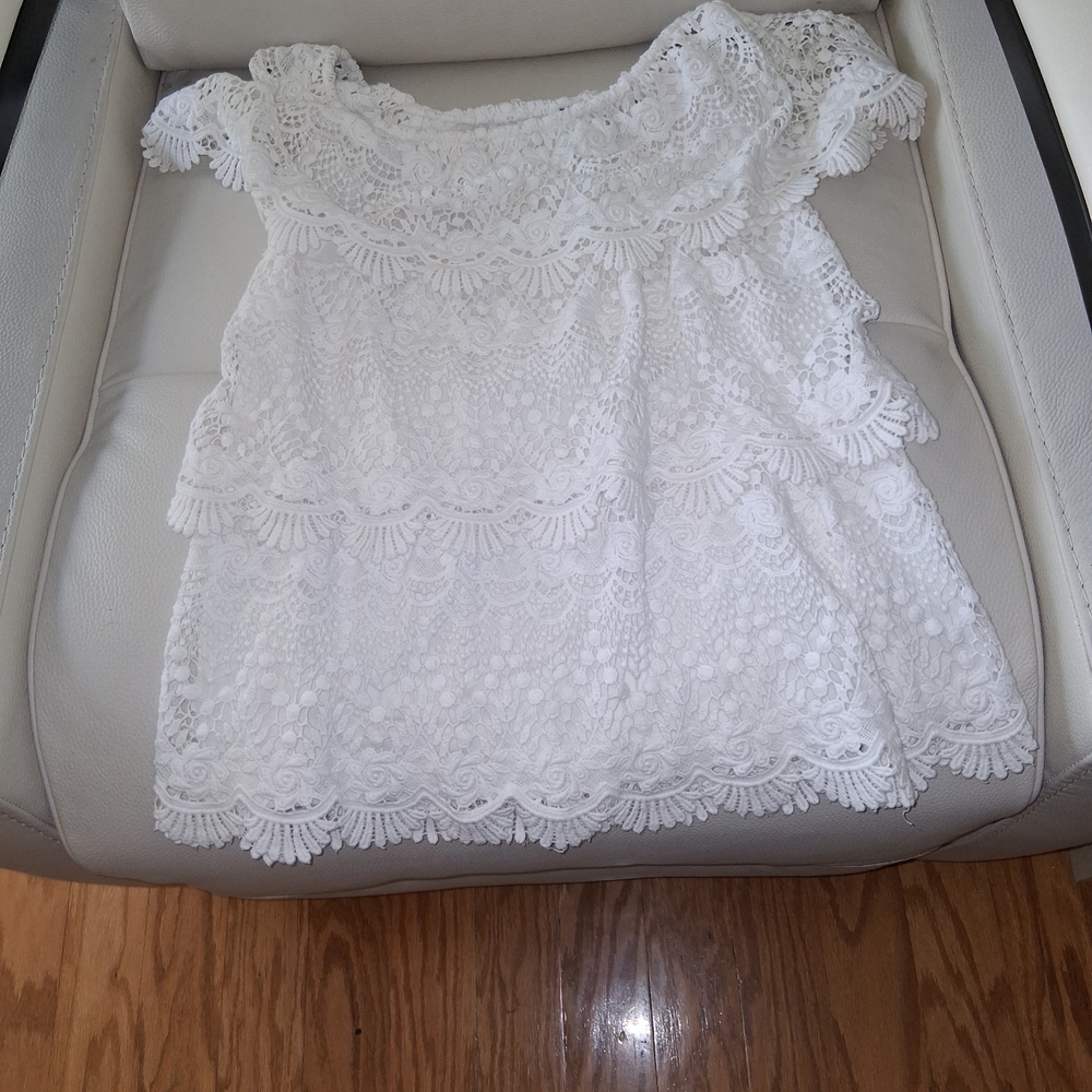 White House Black Market White Lace Blouse